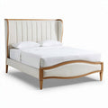 Bed van stof met houten frame lichtbeige 210 x 160 x 110cm