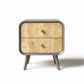 Houten nachtkastje met twee lades en metalen frame 60 x 50 x 45cm