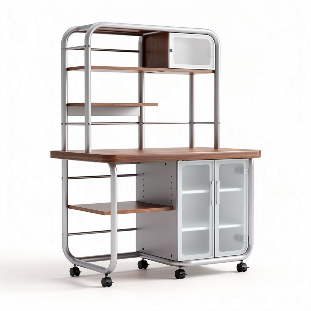 Bureau met opbergkast en houten afwerking 120 x 60 x 180cm