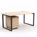 L-vormig bureau met ladenkast van hout in natuurlijk eiken 180 x 80 x 75cm
