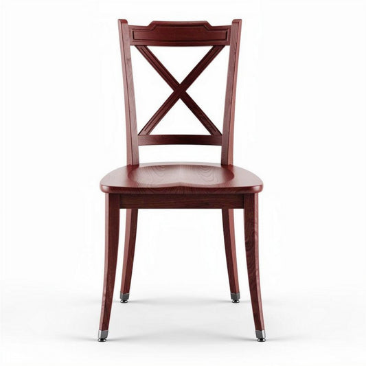Houten eetstoel met X-achterkant en een mahonie afwerking 45 x 45 x 90cm