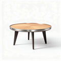 Ronde salontafel van hout en metaal met een diameter van 90 cm