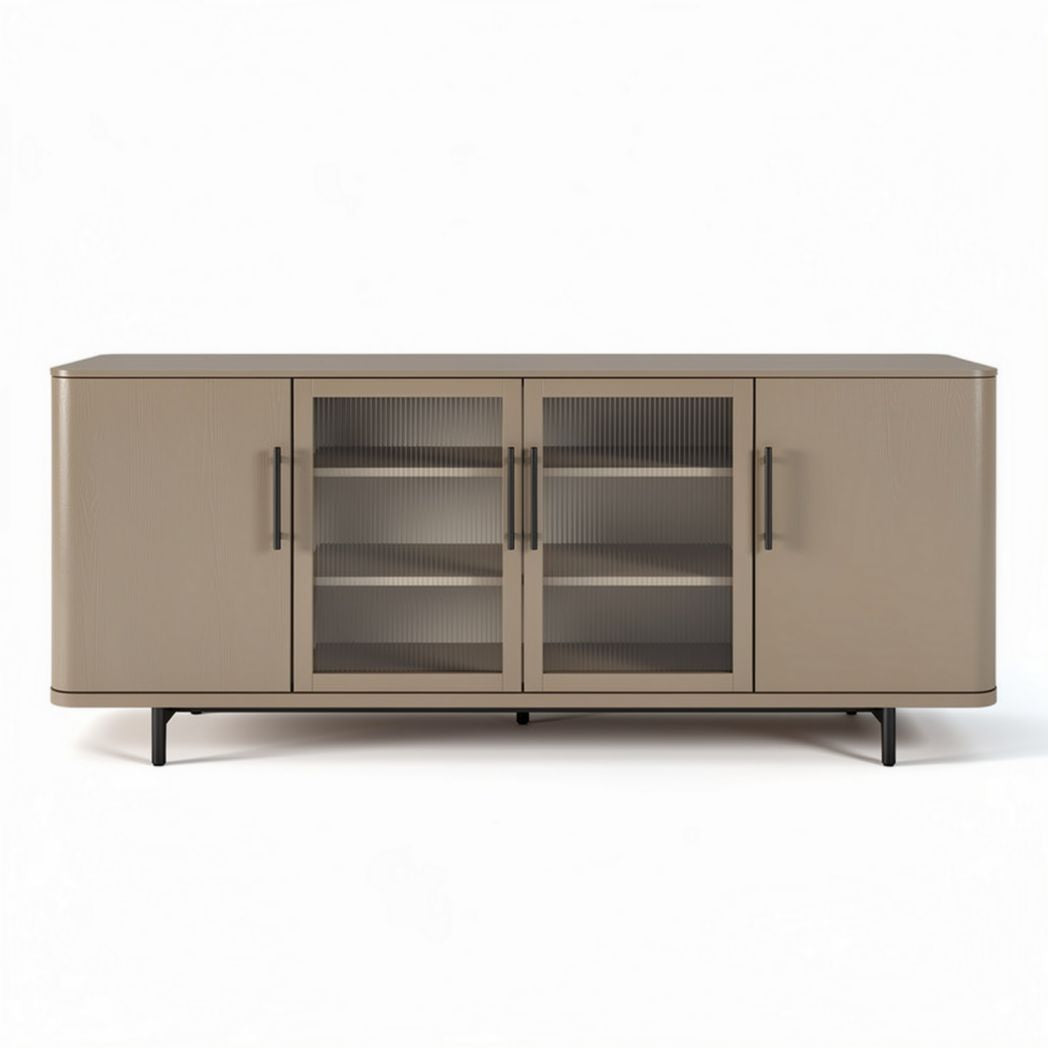 Dressoir van MDF en glas in beige 160 x 40 x 70cm voor woonkameropslag
