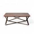 Lederen salontafel met metalen onderstel 120 x 60 x 45cm bruin